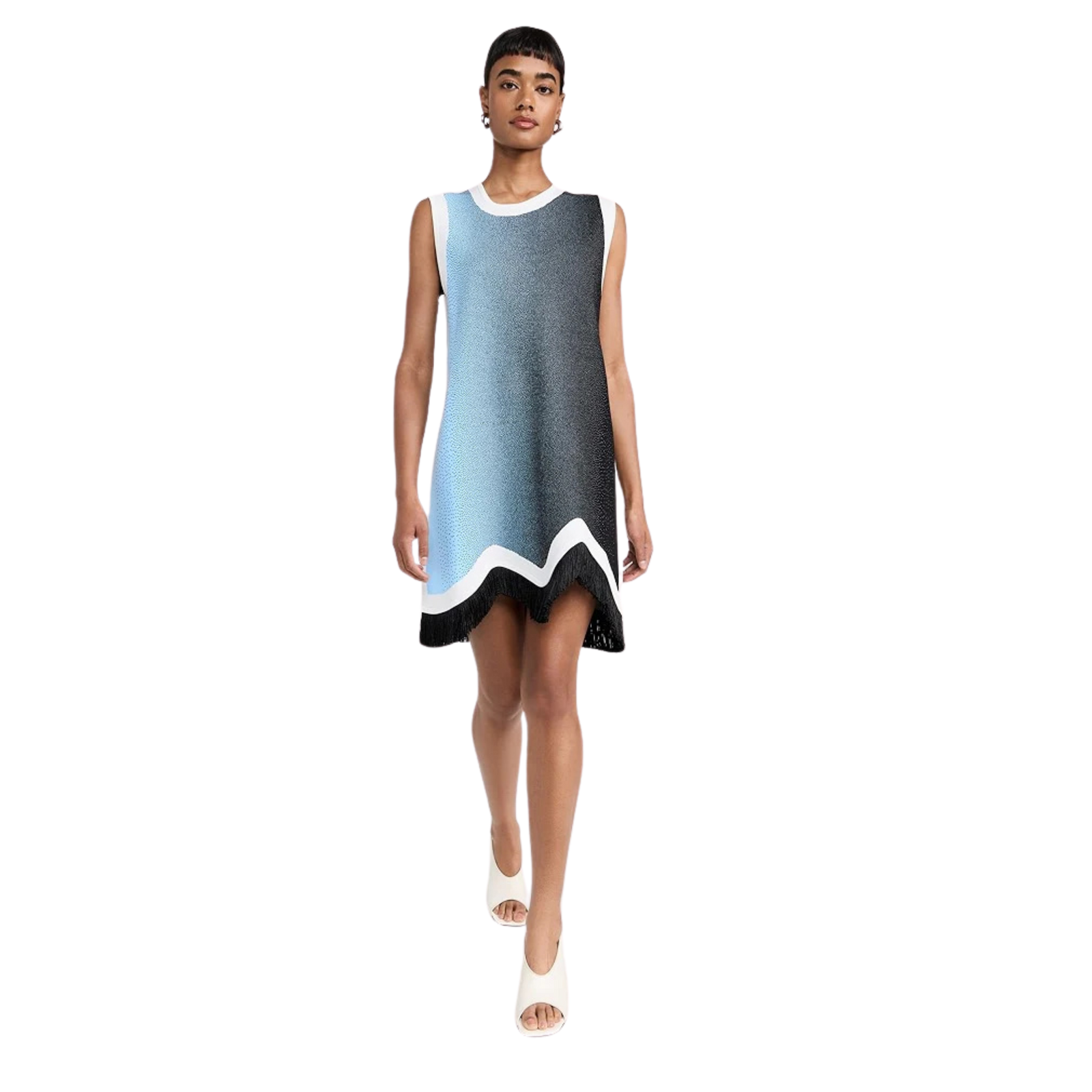 Daisy Gradient Print A-Line Dress With Fringe