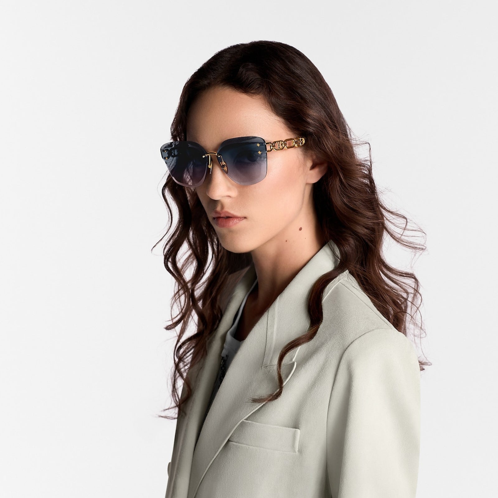 Jewel Cat Eye Sunglasses in Gradient Blue