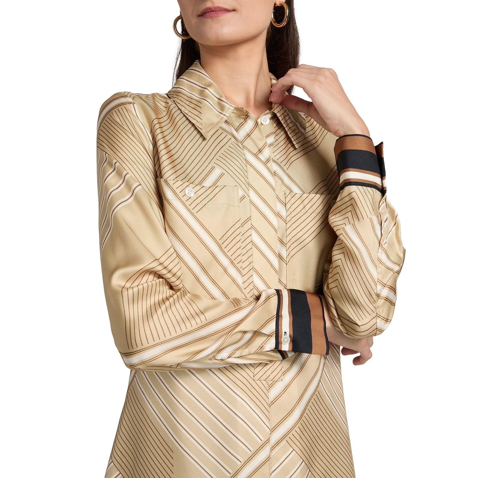 Pryce Striped Silk-Blend Shirtdress