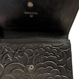 Camellia Embossed Medium Wallet in Black