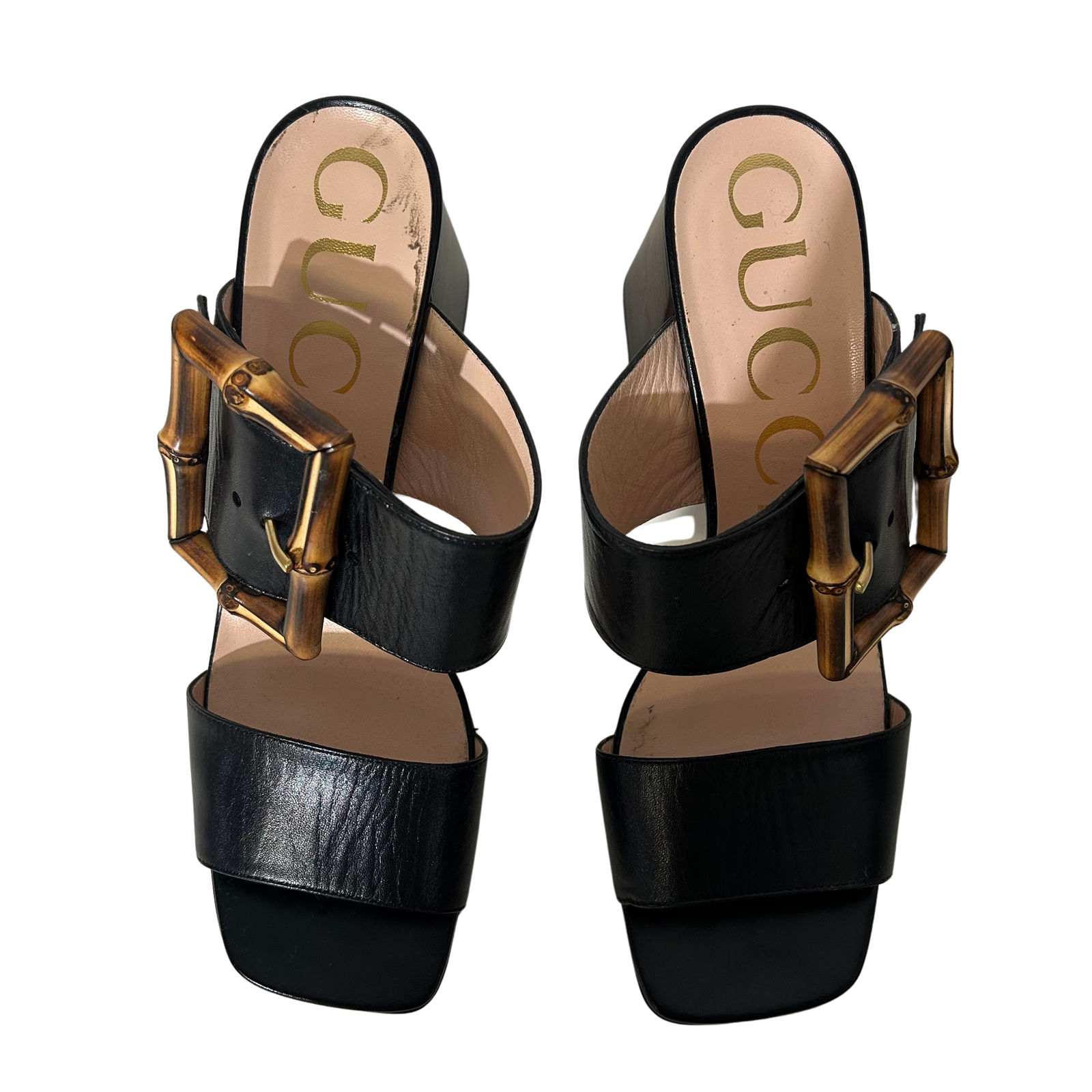 Bamboo Accent Leather Sandals 39.5