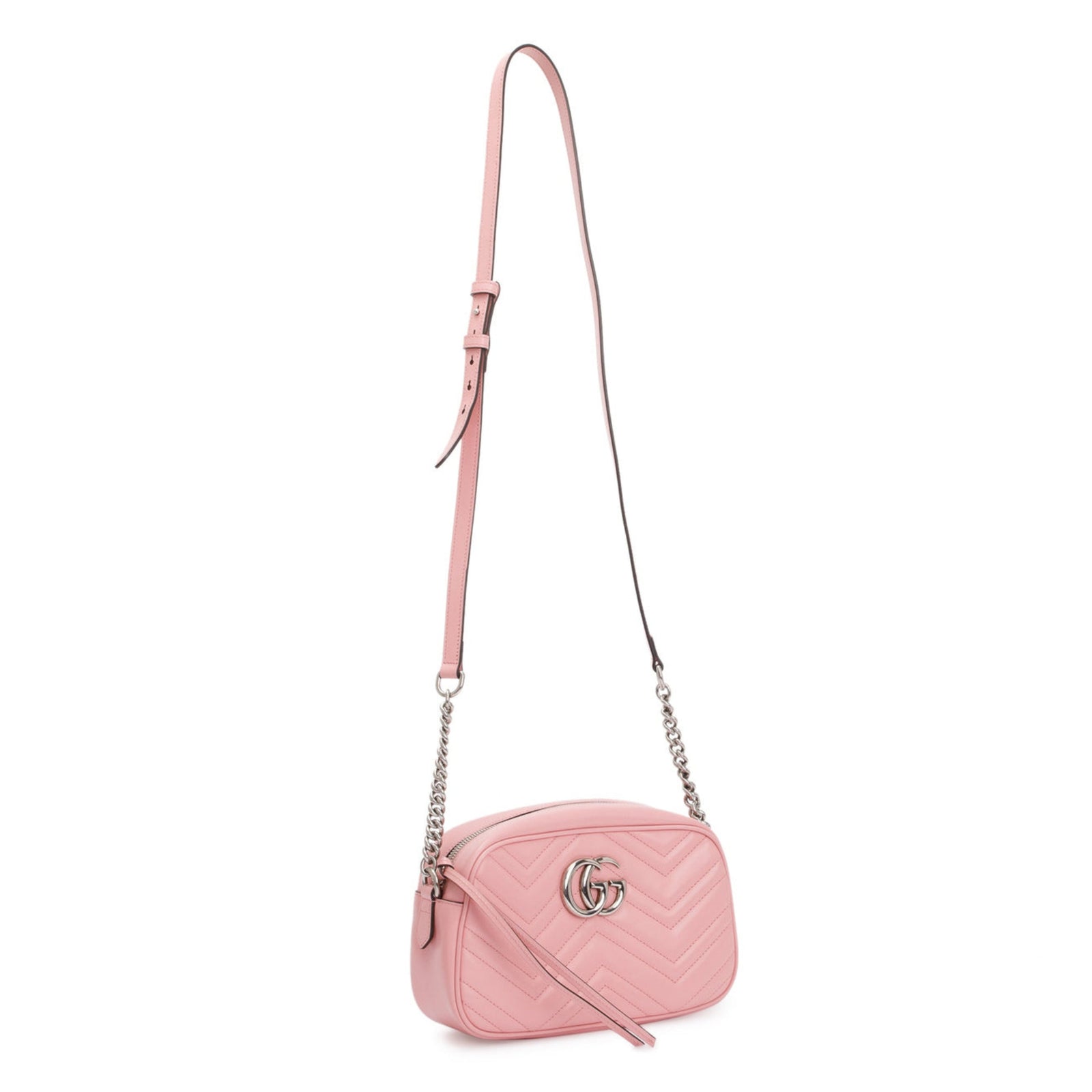 Calfskin Matelasse Mini GG Marmont Chain Shoulder Bag Wild Rose