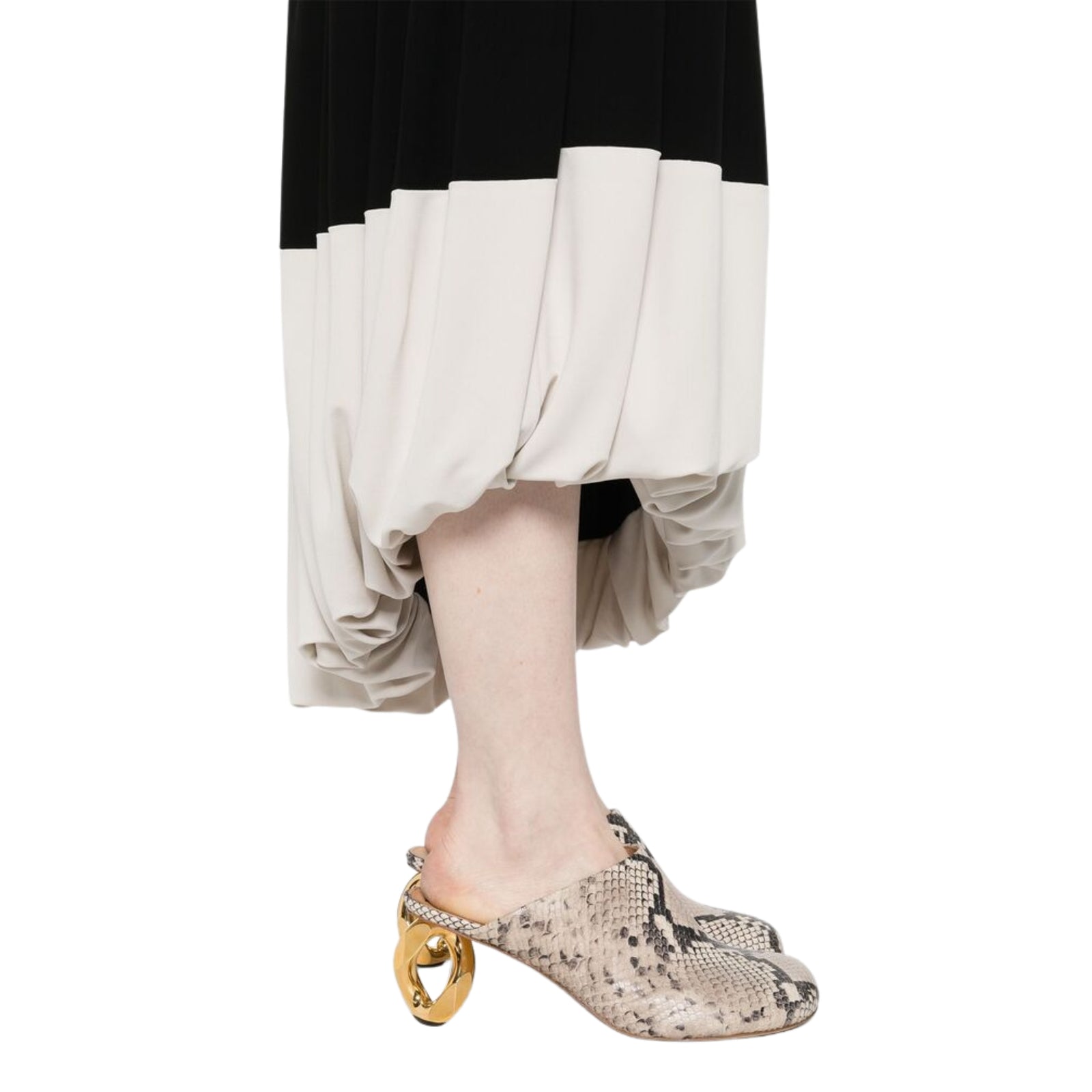 Black Pleated Crepe Midi Dress
