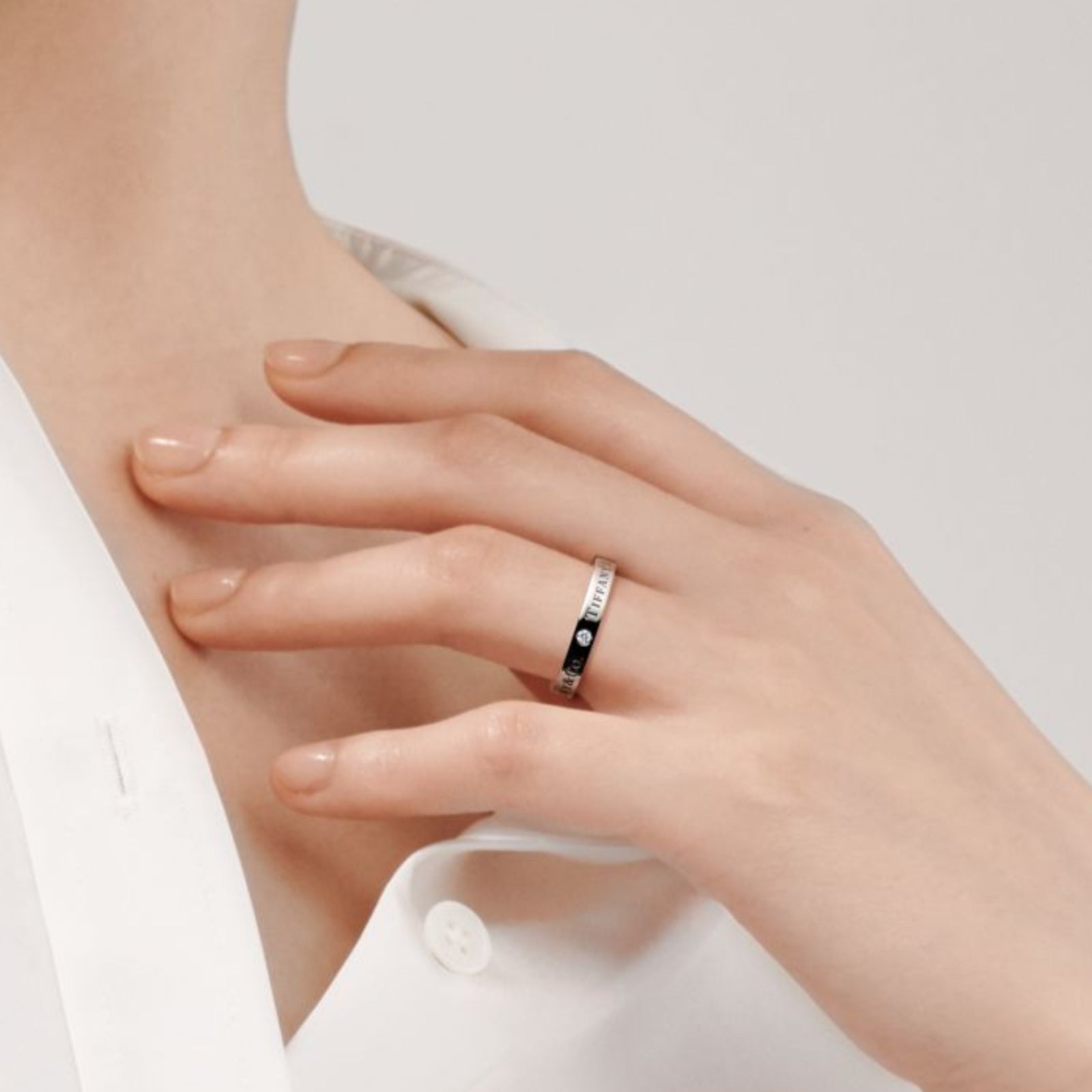 Platinum Three-Diamond 3 mm Band Ring