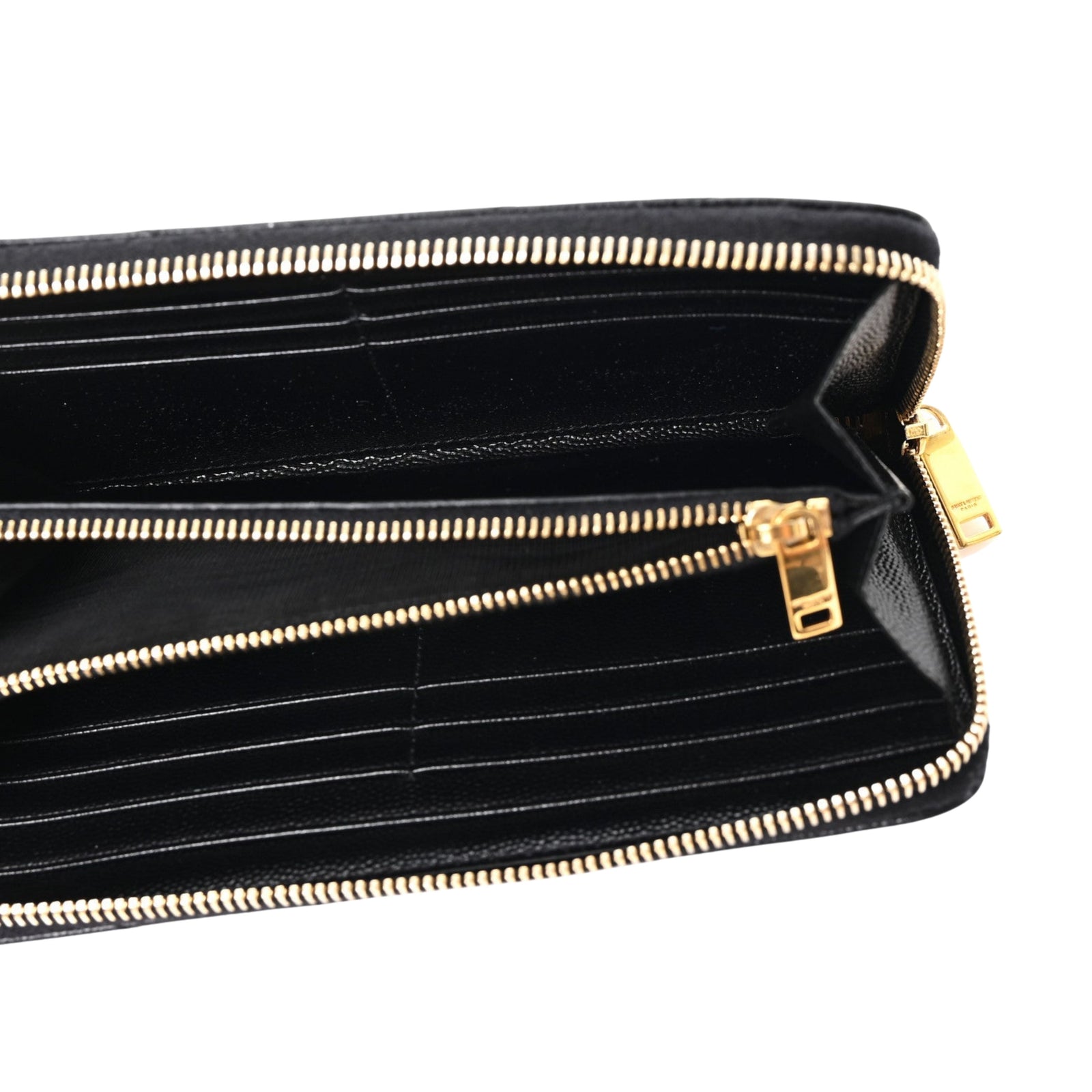 Chevron Monogram Zip Around Wallet in Black