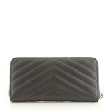 Grain De Poudre Matelasse Chevron Monogram Zip Around Wallet Grey