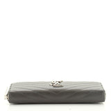 Grain De Poudre Matelasse Chevron Monogram Zip Around Wallet Grey