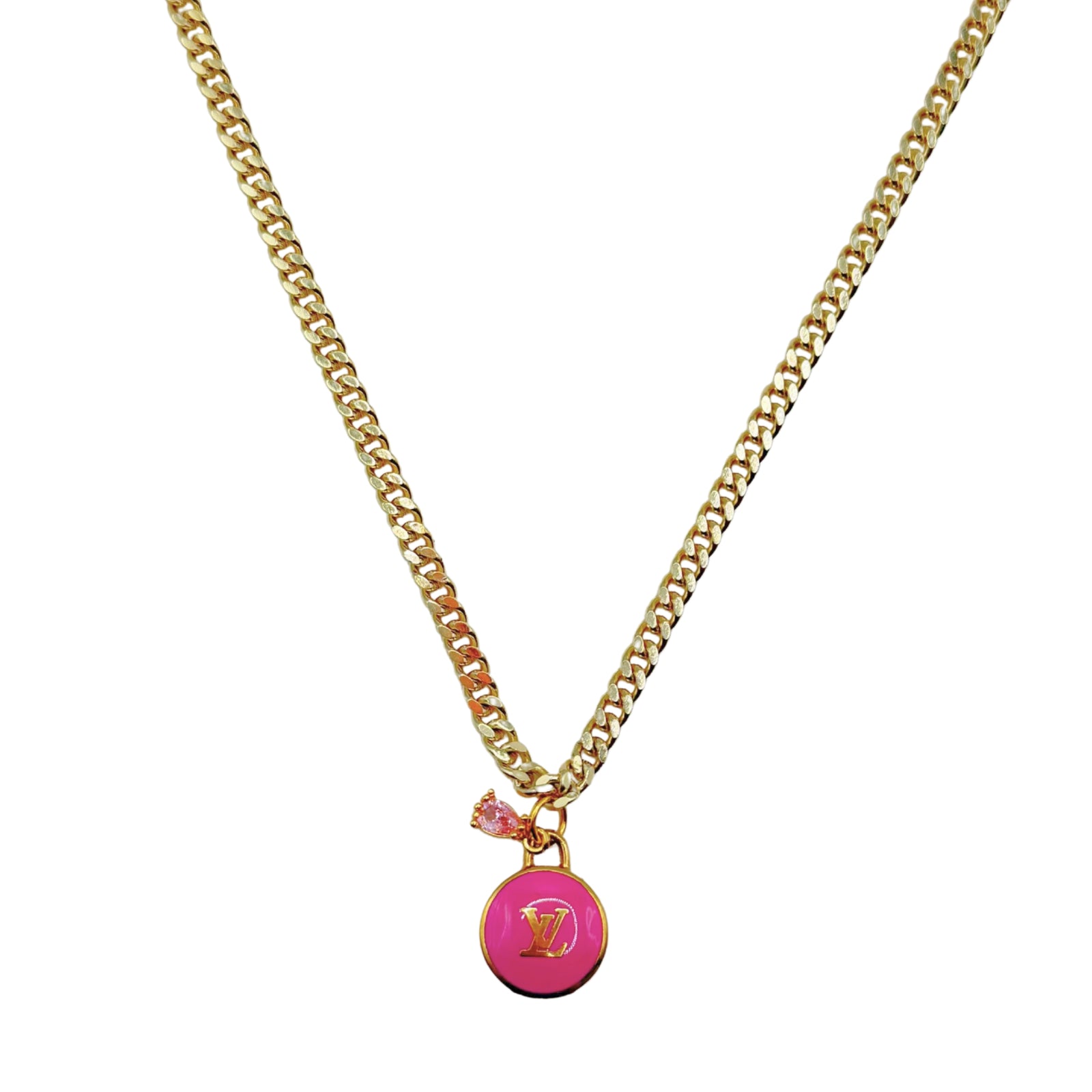 Repurposed LV ColoredPendant Necklace