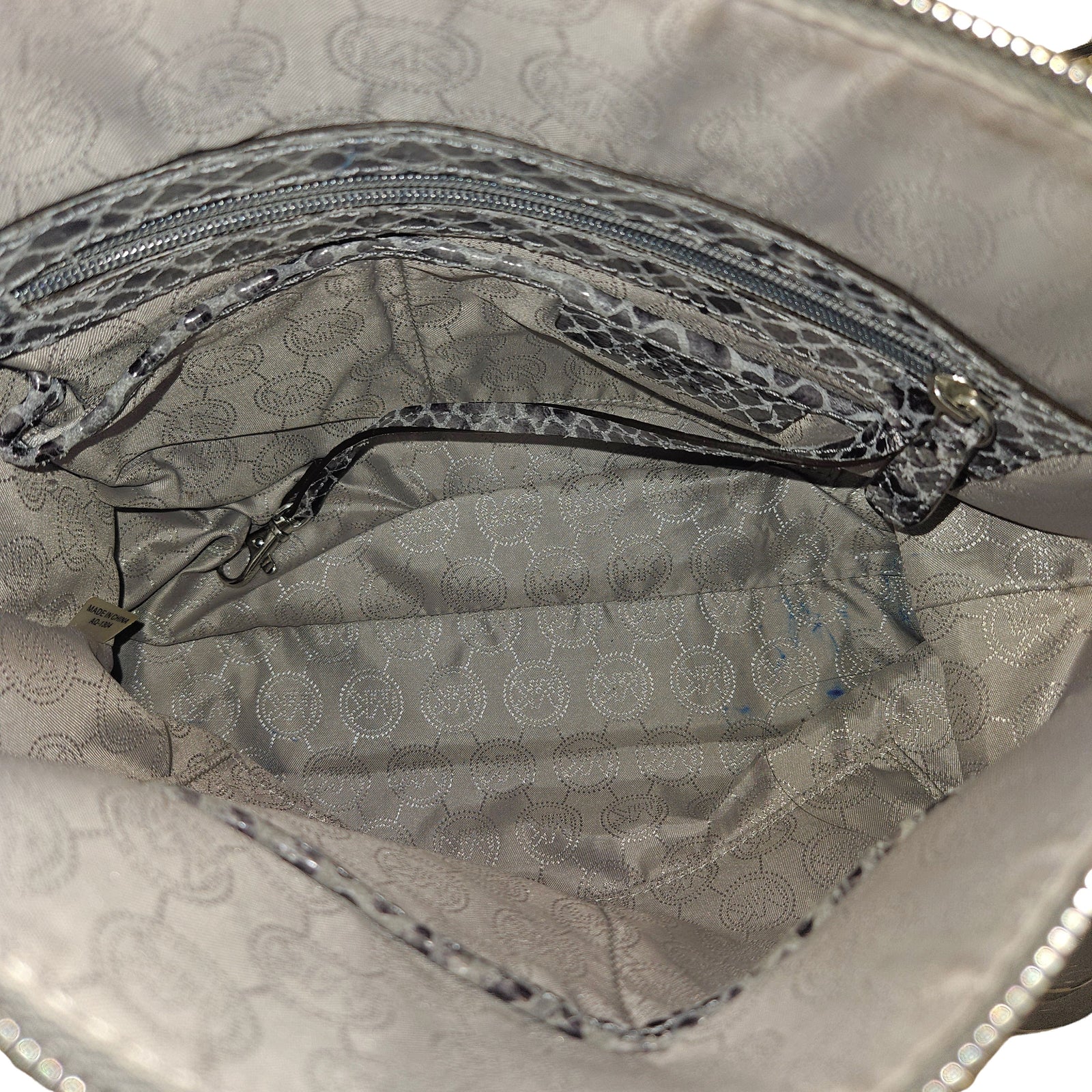 Bedford Snakeskin Grey Leather Shoulder Bag