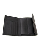 Saffiano Leather Tri-Fold Wallet in Black