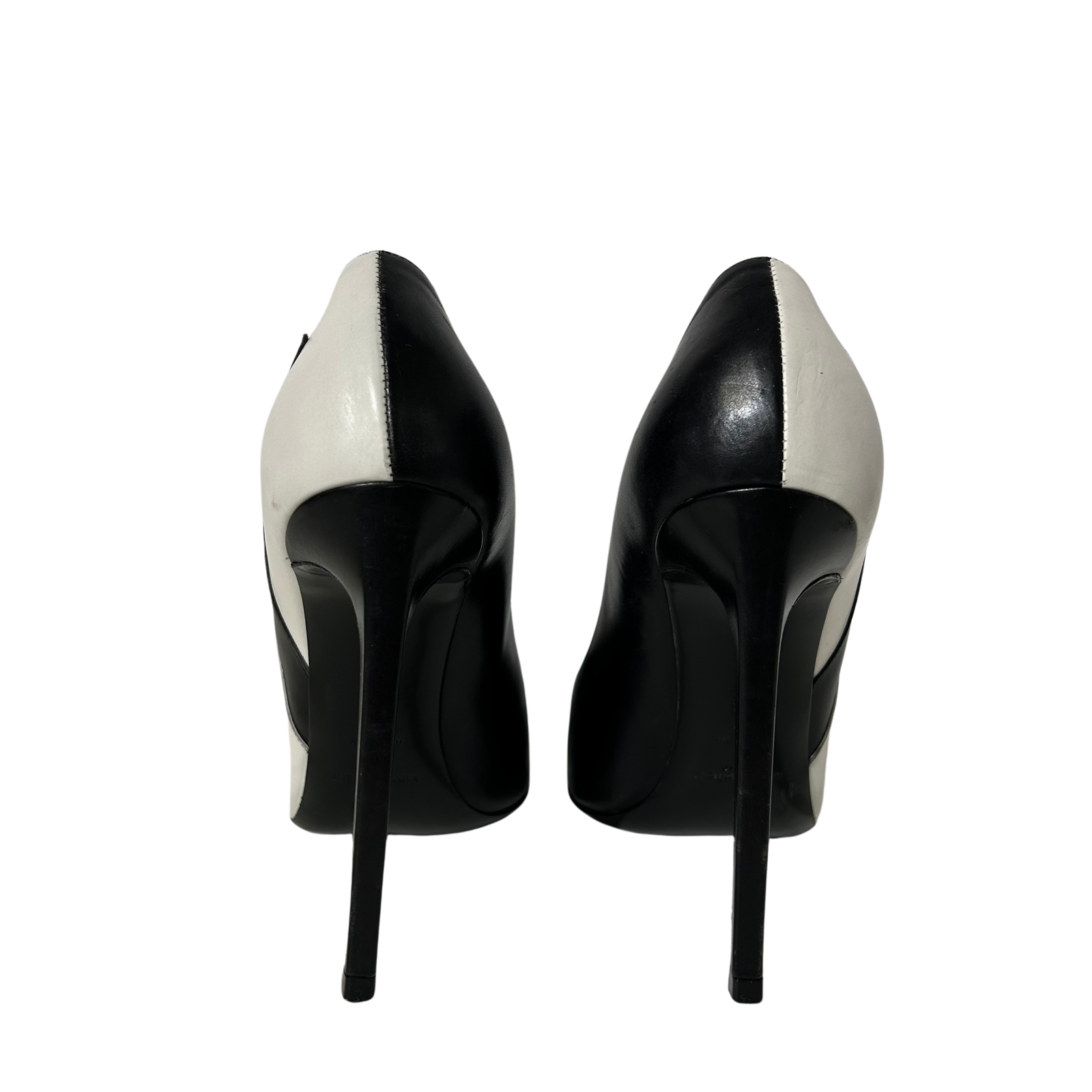 Black/White Leather Pointed Toe High Heels 38
