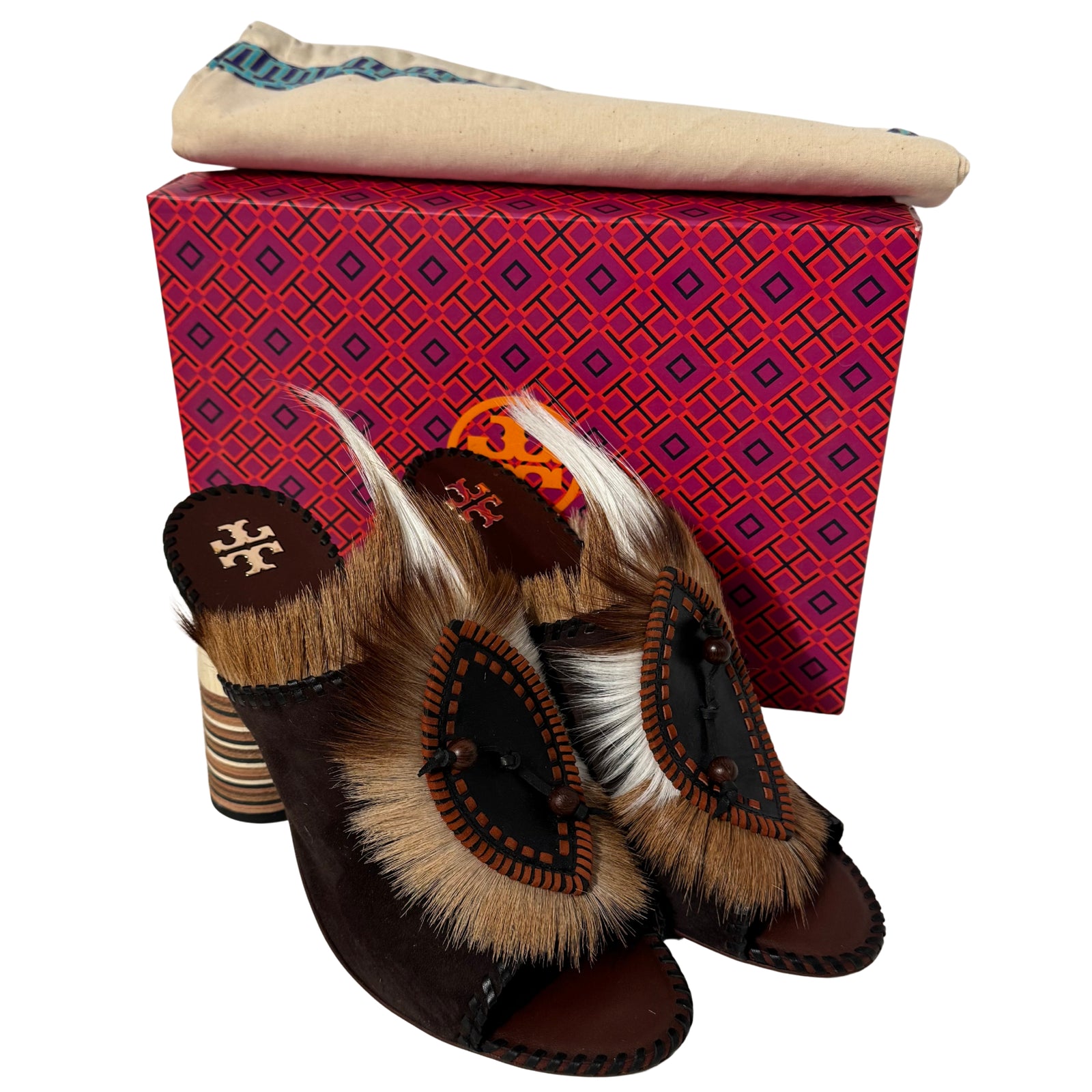 Phoenix Fur Mule Sandals 10.5