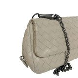 Nappa Intrecciato Small Chain Crossbody Light Grey