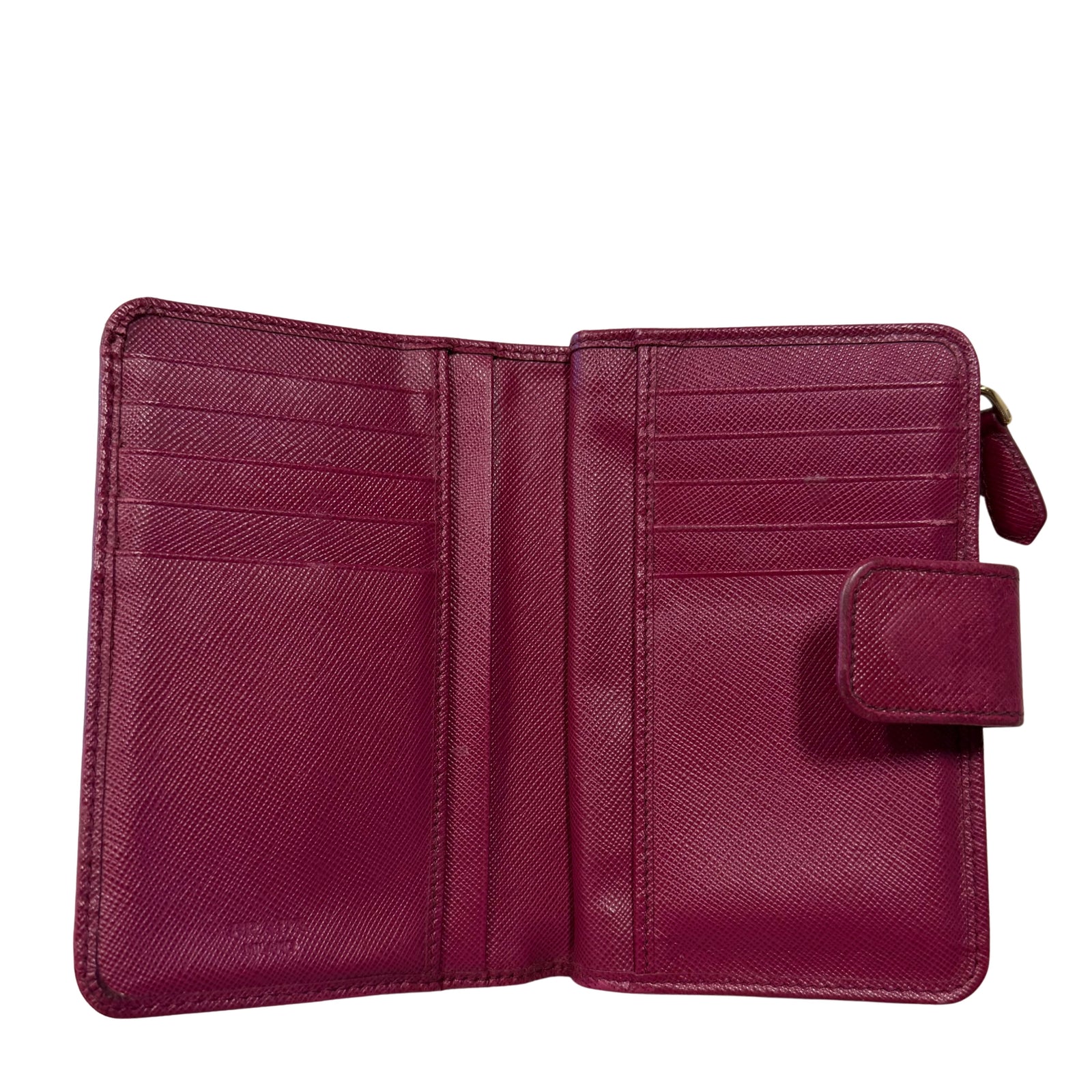Saffiano Dark Pink Metal Leather Zippy Wallet