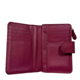 Saffiano Dark Pink Metal Leather Zippy Wallet