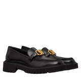 Black Calfskin VLogo Loafers 40
