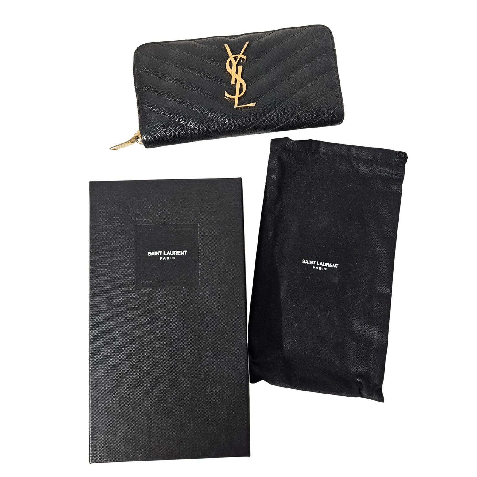 Chevron Monogram Zip Around Wallet in Black