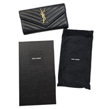 Chevron Monogram Flap Wallet in Black