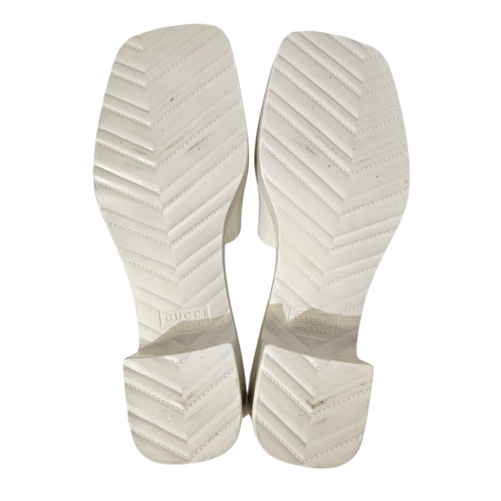White Rubber Platform Slide Sandals 38