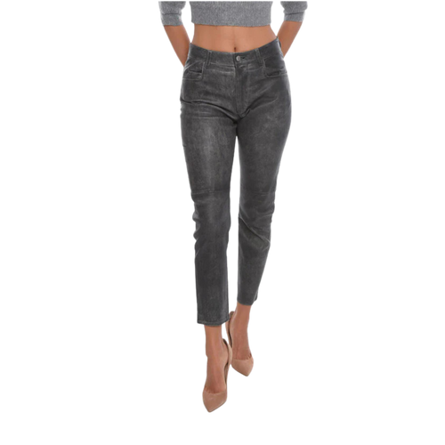 Leather Tea Slim-Fitting Pants