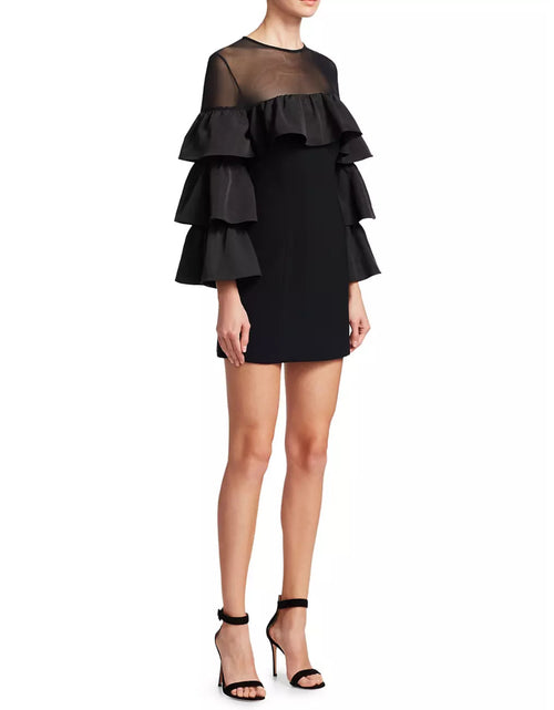 Valentina Ruffle Sleeve Mesh Shoulder Mini Dress