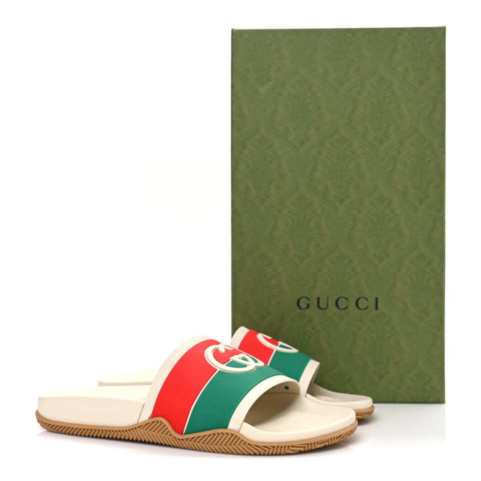 Rubber Web Mens Interlocking G Slide Sandals 8
