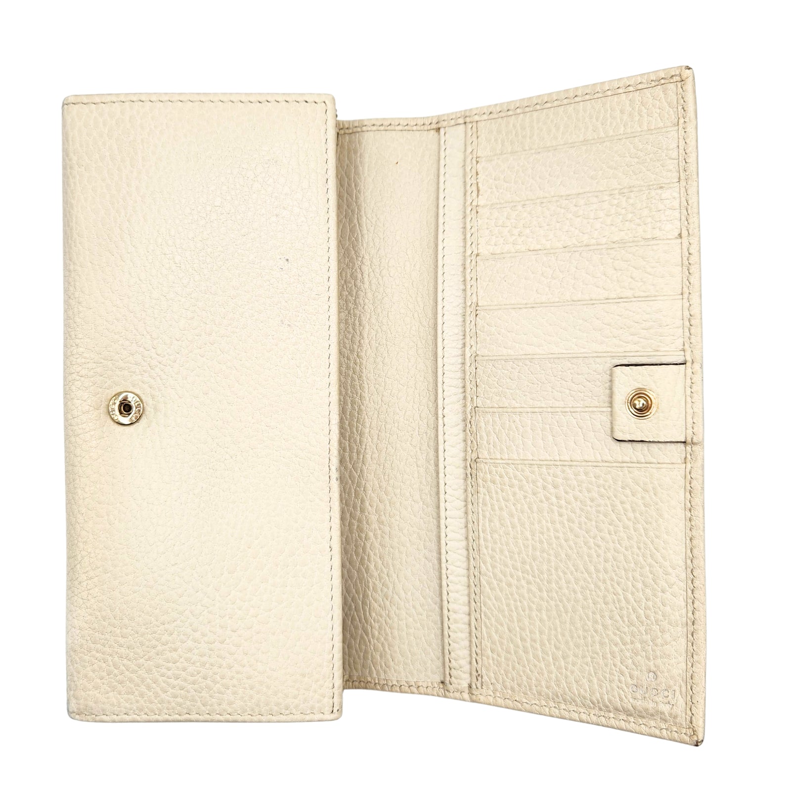 Leather Continental Long Wallet in Ivory