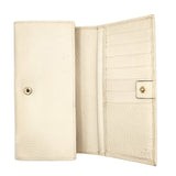 Leather Continental Long Wallet in Ivory