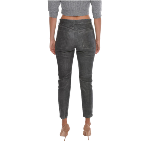 Leather Tea Slim-Fitting Pants