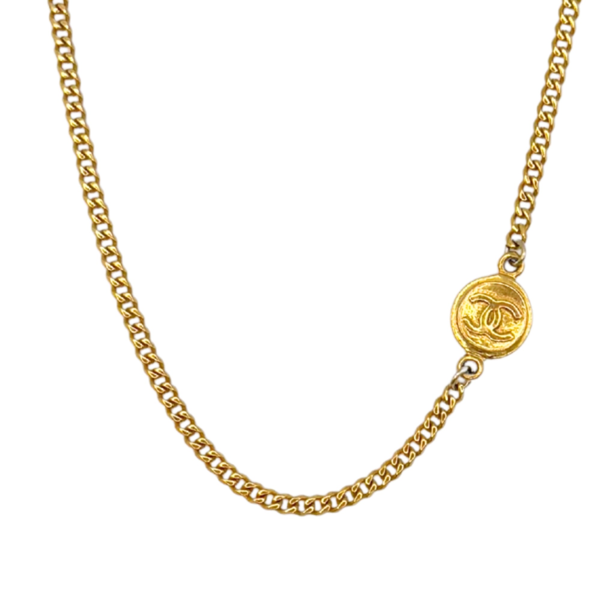 Repurposed CC Pendant Necklace in Cuban Link