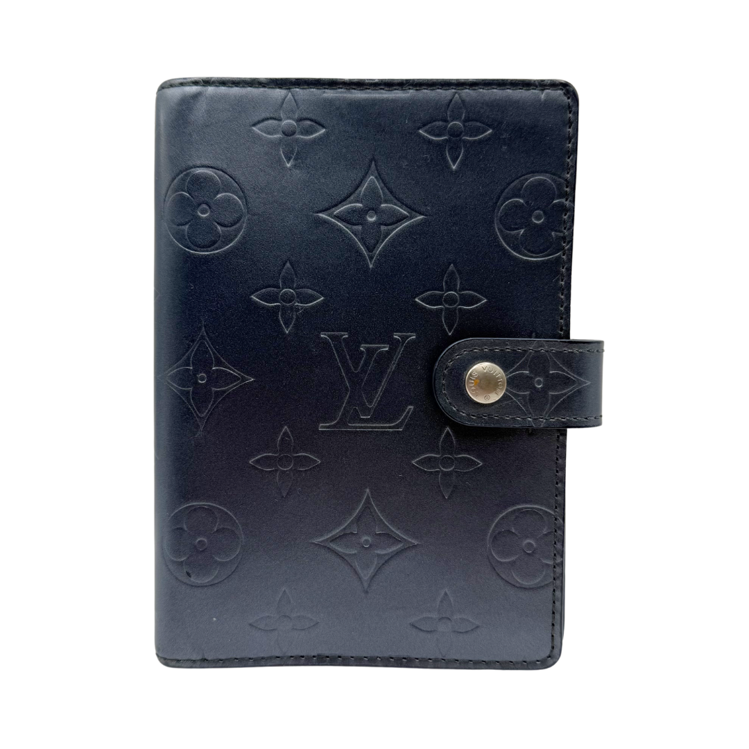Blue Monogram Medium Ring Agenda Cover