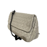 Nappa Intrecciato Small Chain Crossbody Light Grey