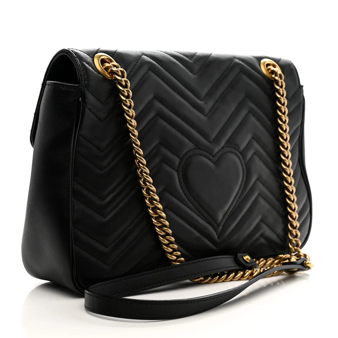 Calfskin Matelasse Medium GG Marmont Shoulder Bag Black