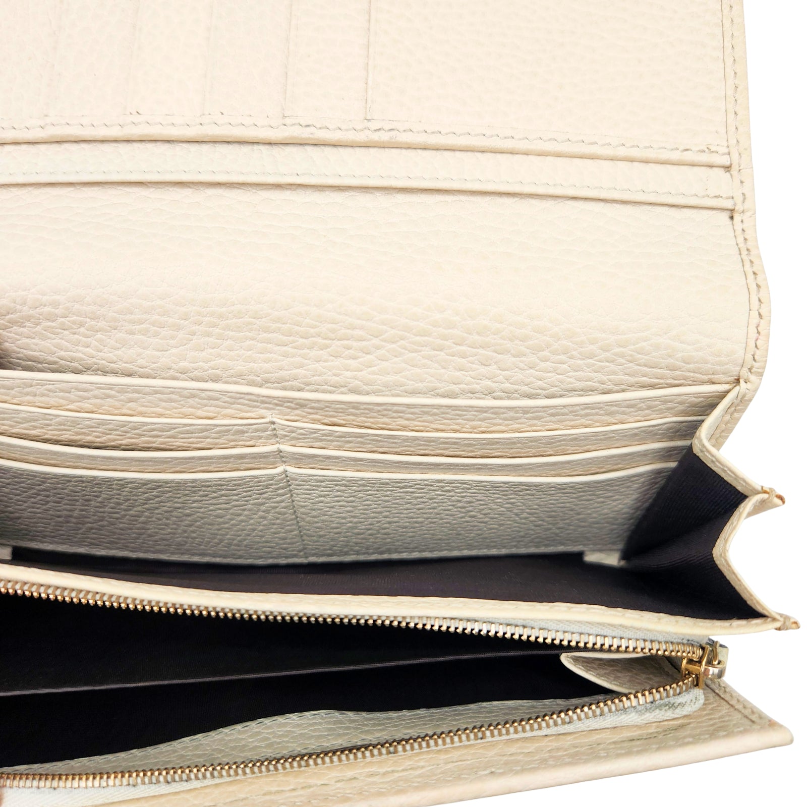 Leather Continental Long Wallet in Ivory