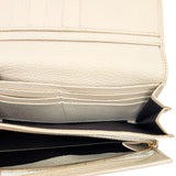 Leather Continental Long Wallet in Ivory