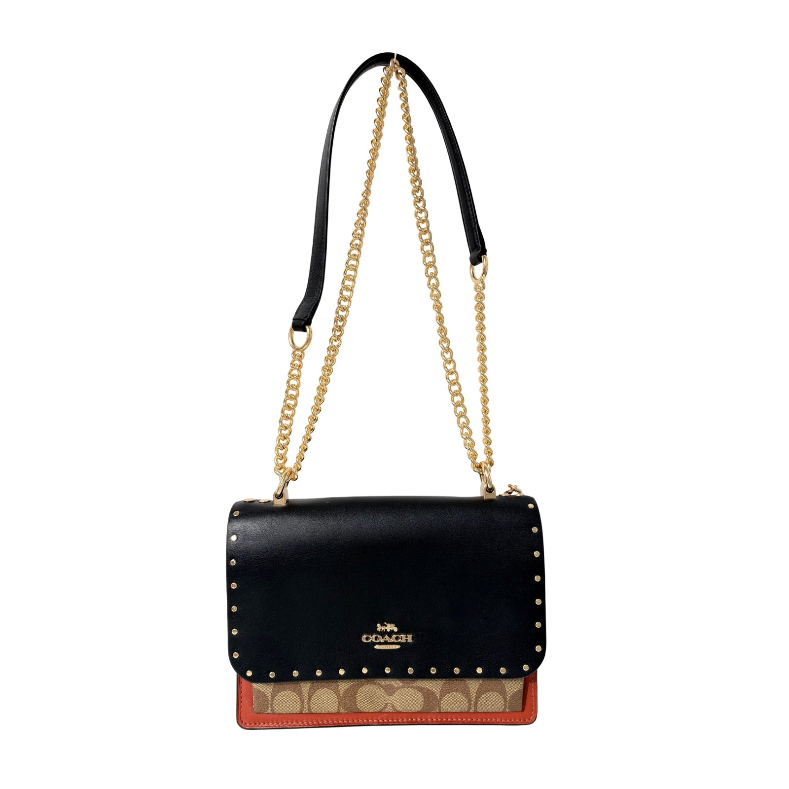Coach Leather Klare Crossbody in Signature Canvas with Rivets