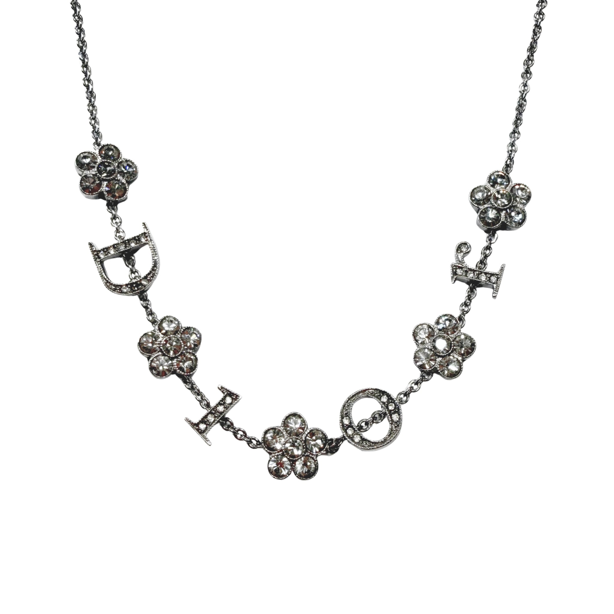 Crystal Necklace in Gunmetal Finish