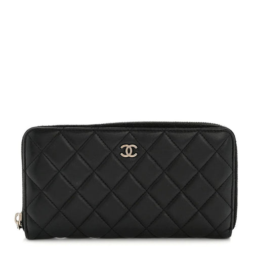 Lambskin Quilted Zip Around Wallet