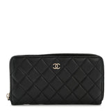 Lambskin Quilted Zip Around Wallet