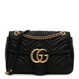 Calfskin Matelasse Medium GG Marmont Shoulder Bag Black