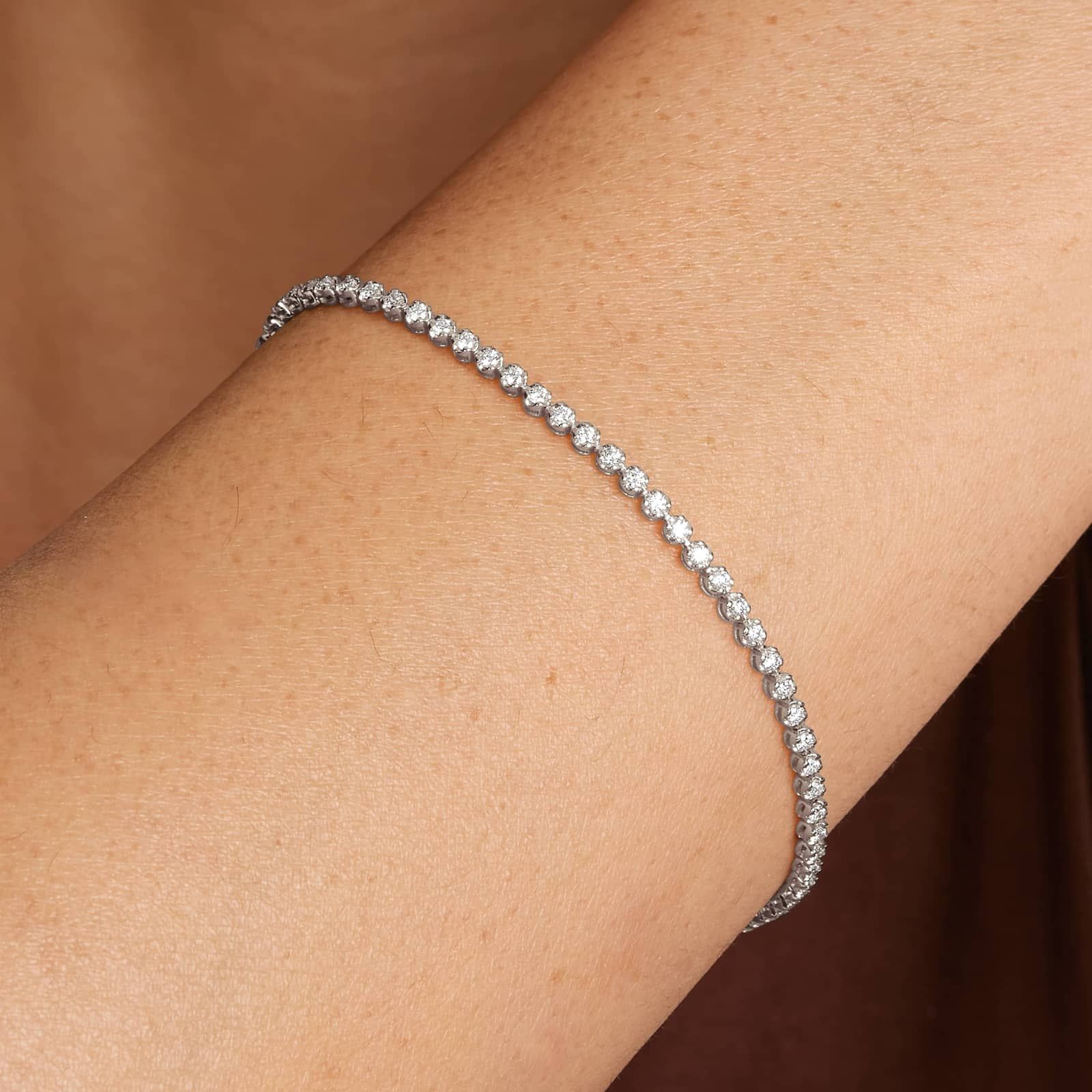 Certified Natural Diamond 1 Carat Tennis Bracelet on 14K White Gold