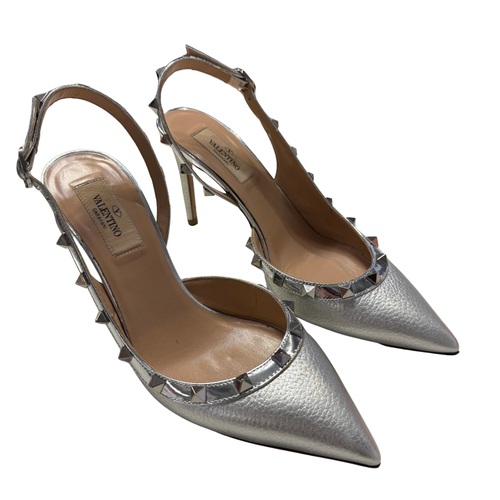 Metallic Rockstud Slingback 38
