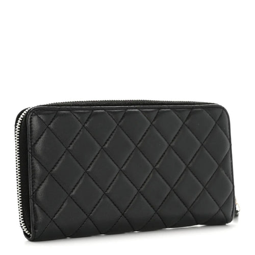 Lambskin Quilted Zip Around Wallet