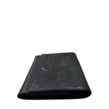 Saffiano Black Leather Logo Flap Wallet