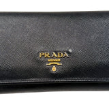 Saffiano Leather Long Wallet Black