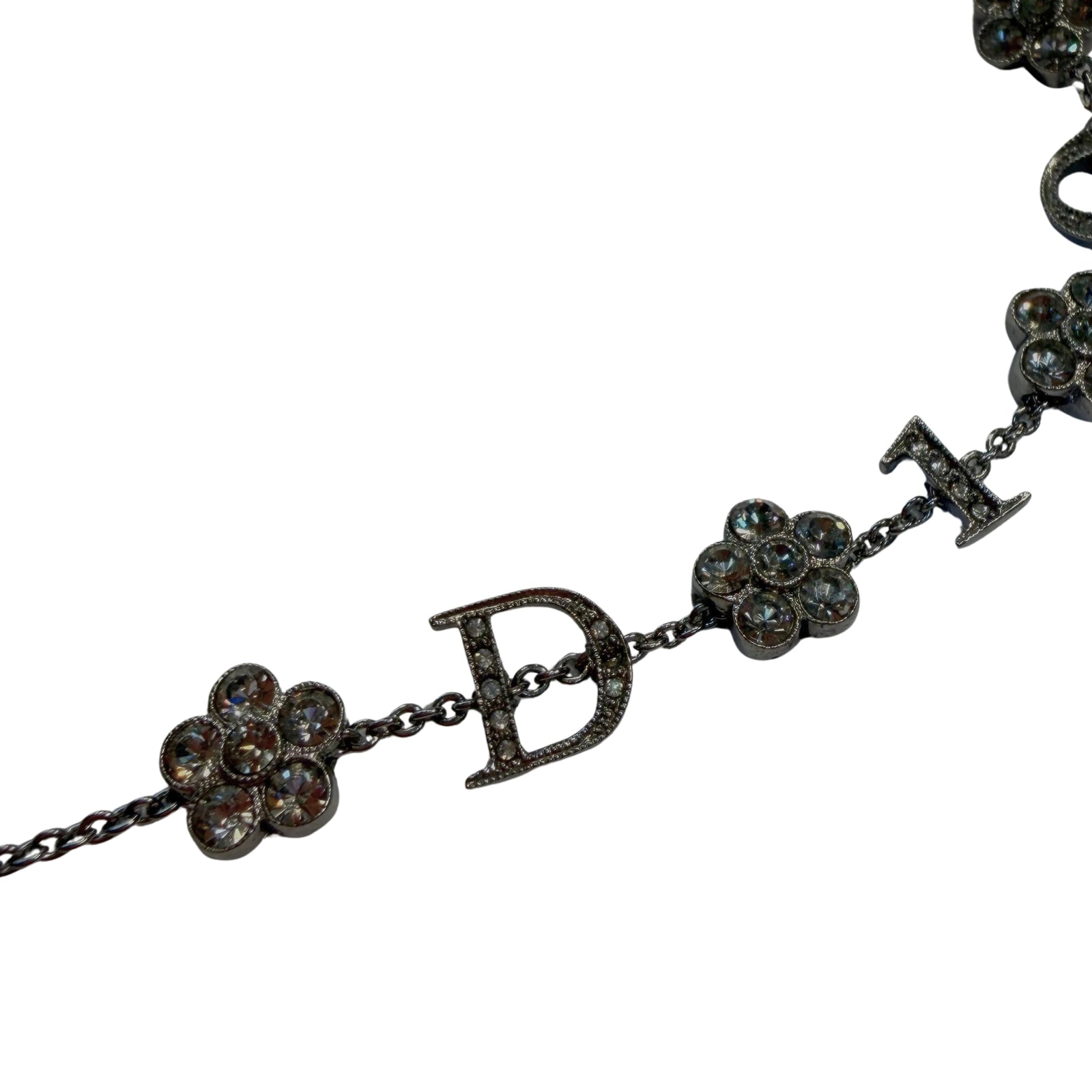 Crystal Necklace in Gunmetal Finish