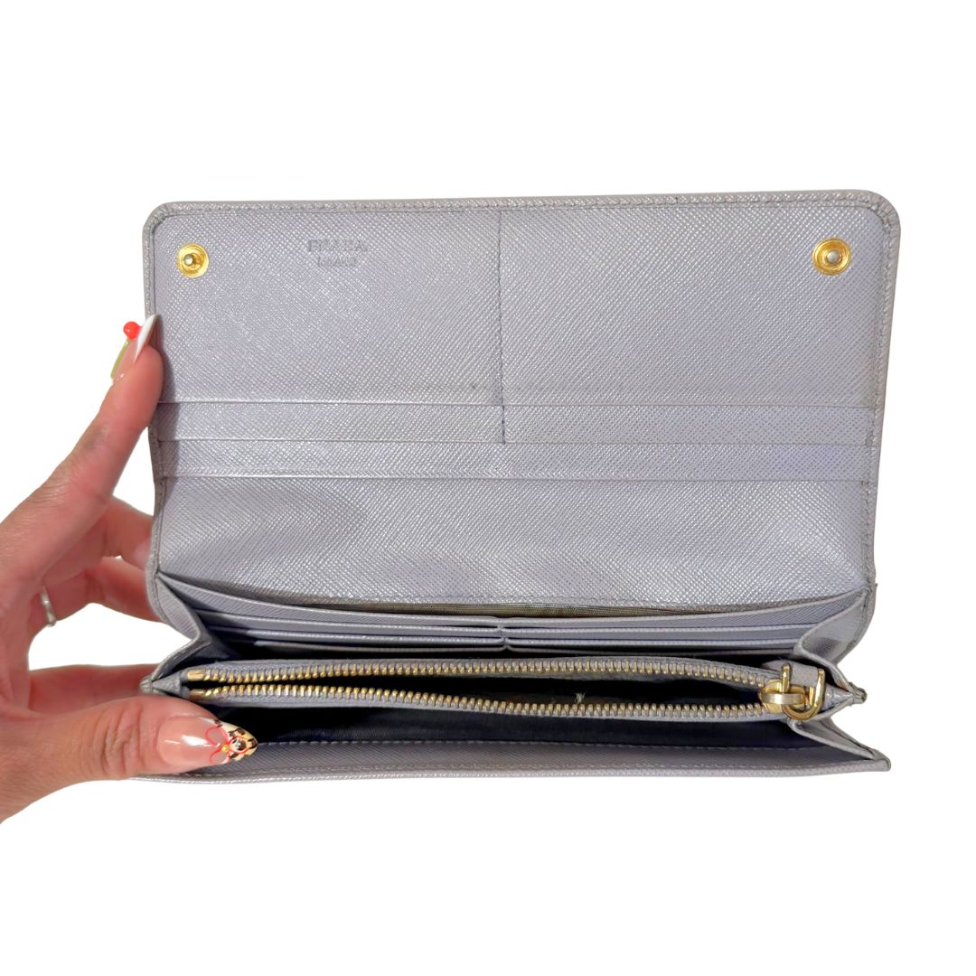 Saffiano Gray Bow Wallet