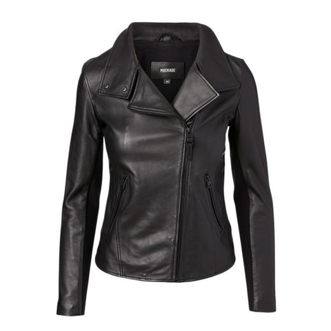Leather Fur Trim Hooded Jacket