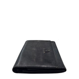 Saffiano Black Leather Logo Flap Wallet