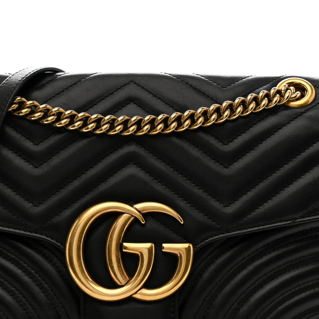 Calfskin Matelasse Medium GG Marmont Shoulder Bag Black